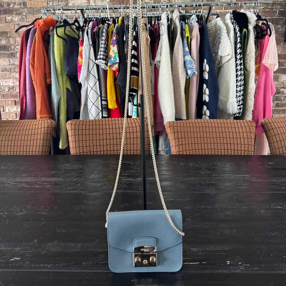 Furla Metropolis Blue Leather Crossbody Bag - Picture 3 of 6